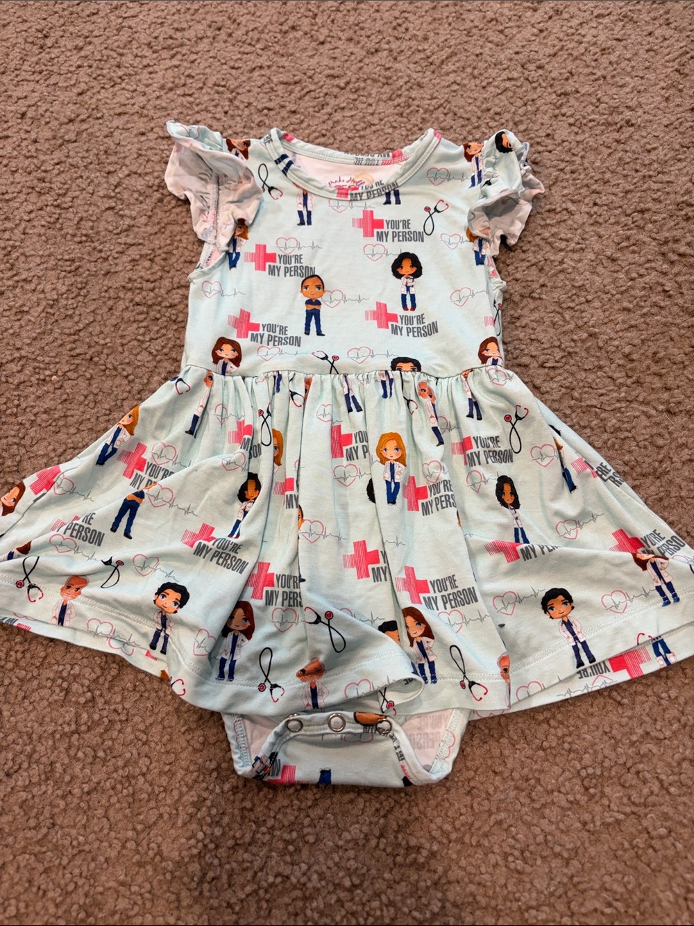 B67 Meraki Hollow Bamboo Twirl Dress, Greys Anatomy Print, 18-24